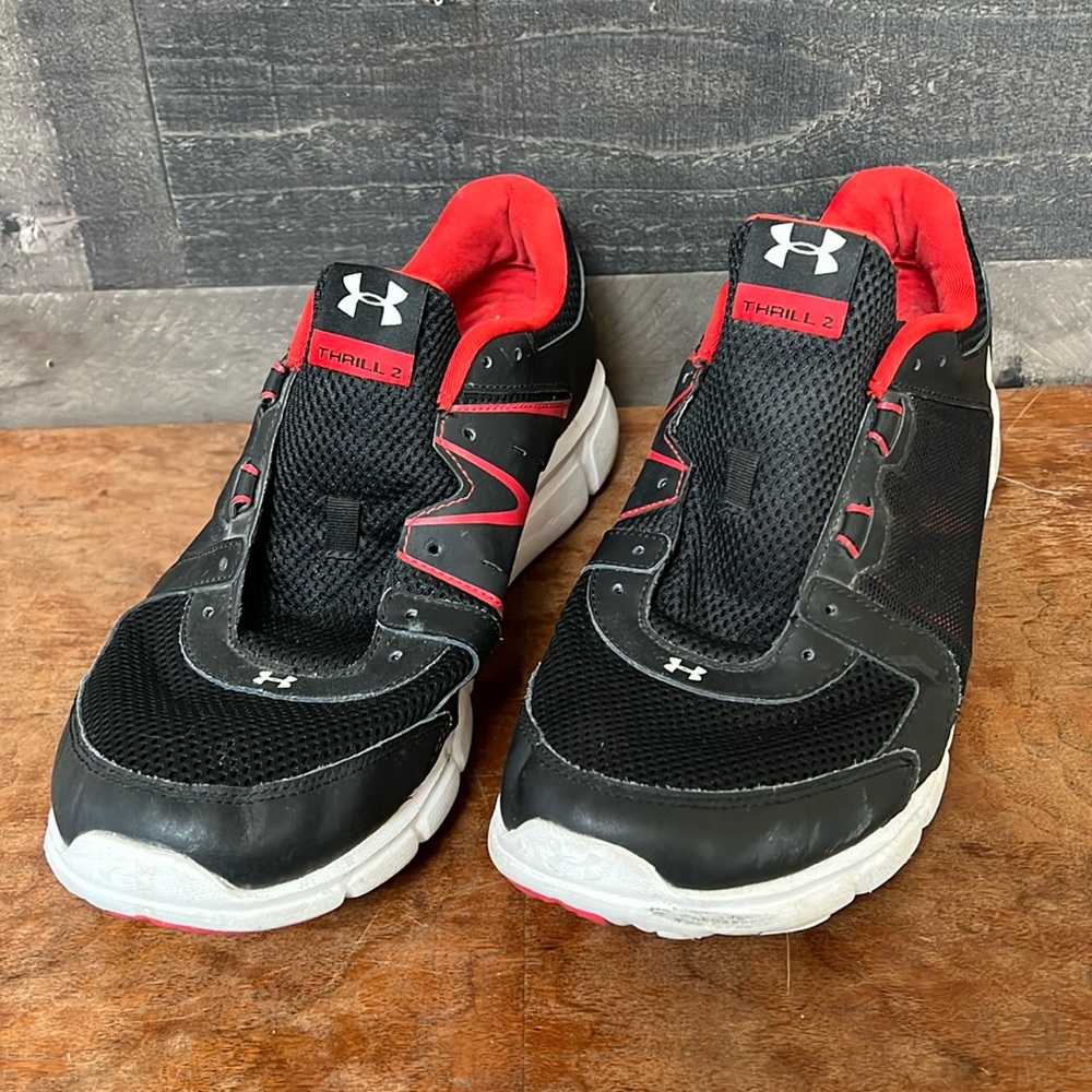 Red Black and White Under Armour Sneakers